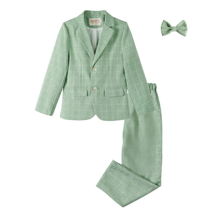 Boys Suit Wedding Ring Bearer Outfit Kids Suit Set Blazer Pants Bow Tie Shirt Clothes Formal Wear 2-14Years