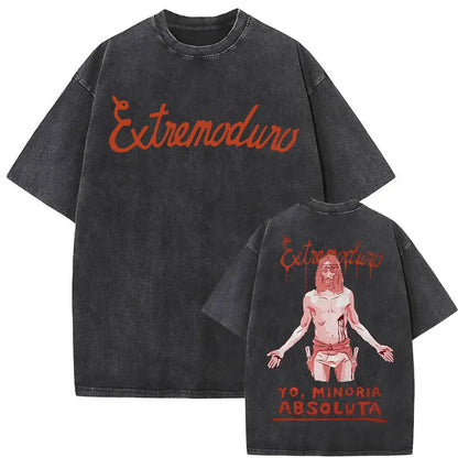 Rock Band EXTREMODURO Tour 2025 Vintage Washed T-shirt Men Women Fashion Hip Hop Street T Shirts Summer Loose Oversized T Shirt