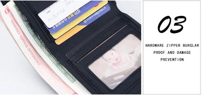 Short Men Wallets Card Holder Photo Holder Slim Male Print Wallet High Quality PU Leather Money Bag New Kpop Small Men's Purse