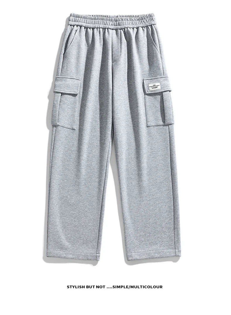 Korean Autumn Big Size Sweatpant Men Loose Baggy Sport Jogging Trouser Male Casual Work Sweat Pants Large Plus Jogger Grey Black
