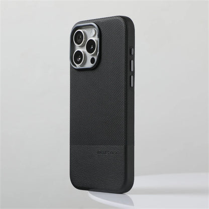 Business Hit Color Relief Leather Case For iPhone 17 Pro Max 16 15 14 13 17Air Magsafe Magnetic Wireless Charge Alloy Lens Cover