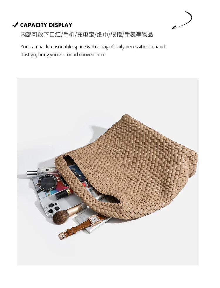 Designer Hand knitting bag PU Large women's Woven tote bag Mistress gift luxury bag original mark bags CasuaL side bag for women
