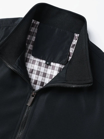 Men's Classic Design Sports Jacket, Casual Baseball Collar Zipper, Spring and Autumn Solid Color, Fashionable Daily Wear Jacket