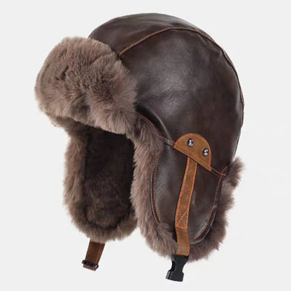 Bomber Hat New PU Leather Winter Hats for Men Women Waterproof Snow Ski Trapper Earflap Cap Male Female Russian Fur Hats