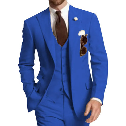 Business Party Best Men wedding Suit Peaked Lapel Two Button Custom Made Wedding Groom Tuxedos Jacket Pants Vest