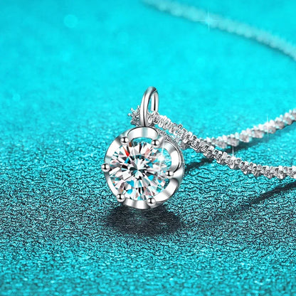 1CT 2CT Certified D Color Moissanite Necklace for Women Sparkling Lab Diamond Pendant Chain S925 Sterling Silver Jewelry
