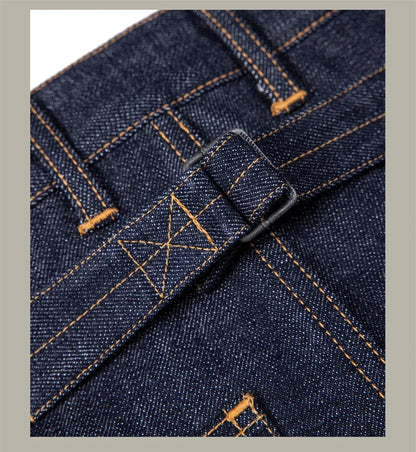 Denim Railroad Pants High Waist Rugged Style Selvage Jeans Back Buckle