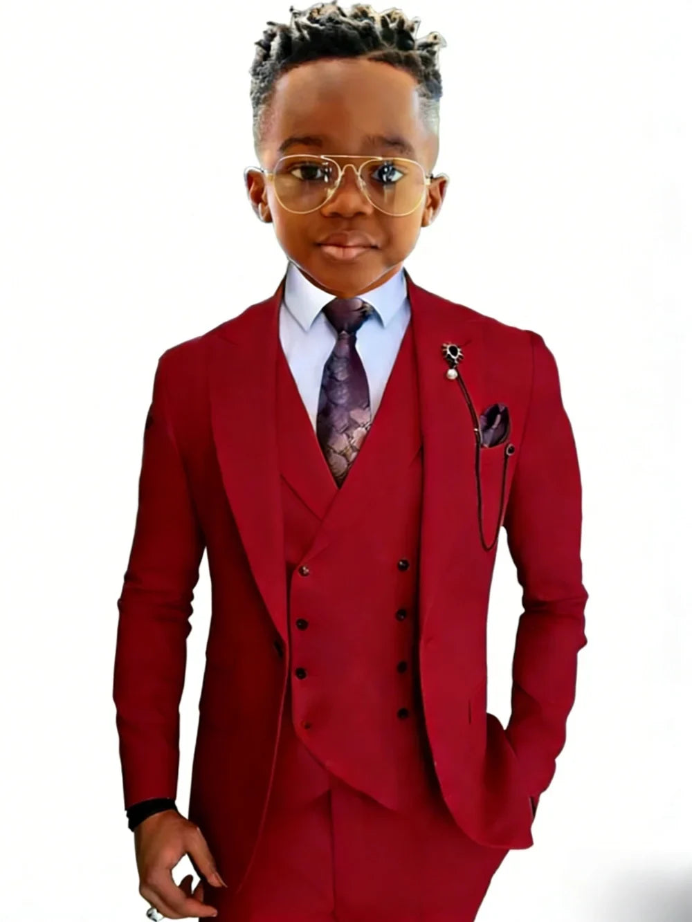 Stylish Kids Suit Set 3 Pieces Wedding Ring Bearer Outfit High Quality Boys Slim Fit Suits Birthday Party Wear Plus Size