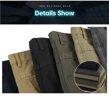 100% Cotton Summer Thin Suit Pants Mens Casual Autumn Thick Classic Business Fashion Stretch Trousers Male Brand Clothes KOACUS
