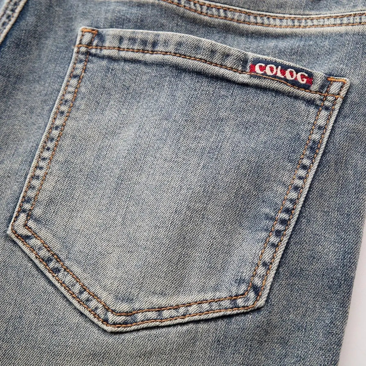 New Washed Light Blue Polished Cargo Jeans Men's Summer American Trendy Brand Small Straight Retro Casual Youth Trousers