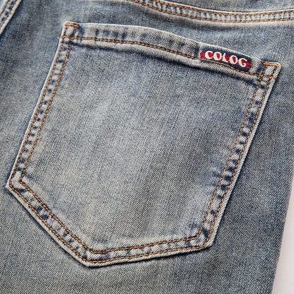 New Washed Light Blue Polished Cargo Jeans Men's Summer American Trendy Brand Small Straight Retro Casual Youth Trousers