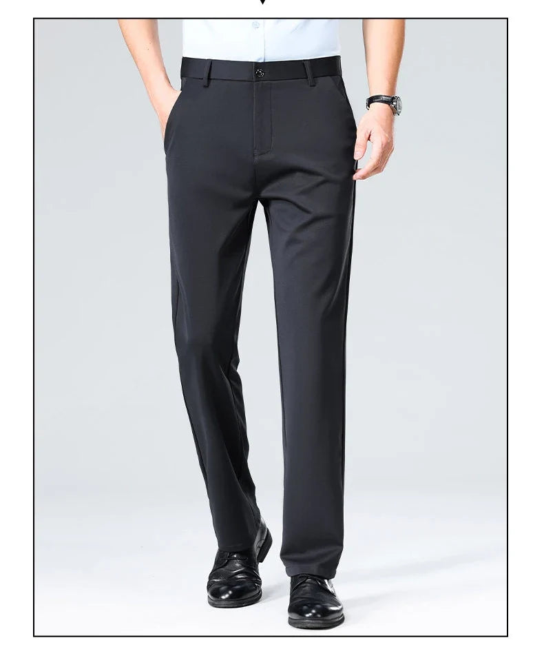 2026 Men's Stretch Dress Pants Classic Straight Fit Male Business Casual Suit Pants Korean Wrinkle Resistant Pants