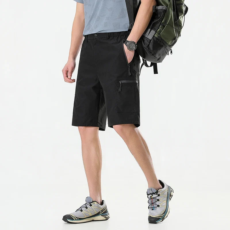 Summer Quick Dry Cargo Shorts Mens Lightweight Work Cargo Shorts Multi Pockets Waterproof Outdoor Hiking Fishing Shorts Male