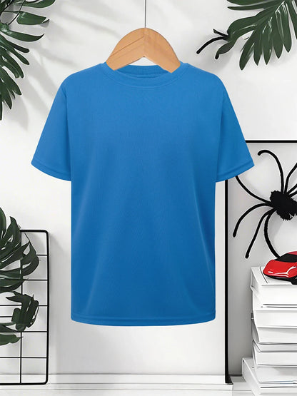Men's summer fashion casual loose pattern printed sports round neck short sleeved quick drying T-shirt top