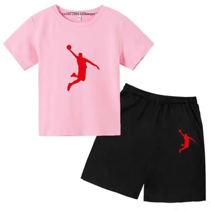 Basketball Idol Print Kids Summer Casual 2pcs T-shirts+Pants Sports Suits 3-13 Years Boys Girls Leisure Outfits Children Clothes