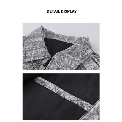 Autumn Men Jacket Oversized Painting Printing Couples Thin Casual Jackets Male Female Silk Vintage Clothing Man Coats Outerwear