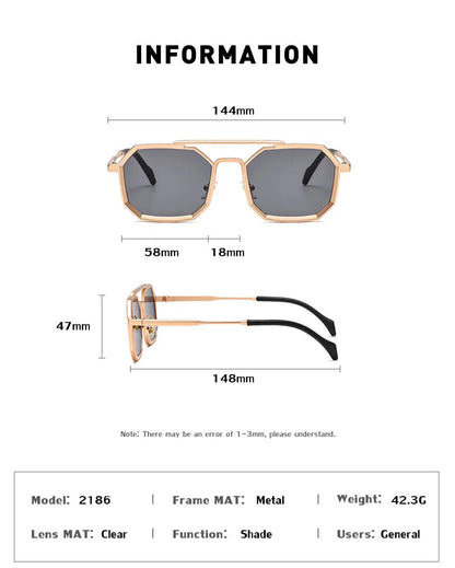 Blue Square Sunglasses For Men Retro Metal Steampunk Sunglasses Women Vintage Fashion Glasses Gafas De Sol Hombre Zonnebril Sun
