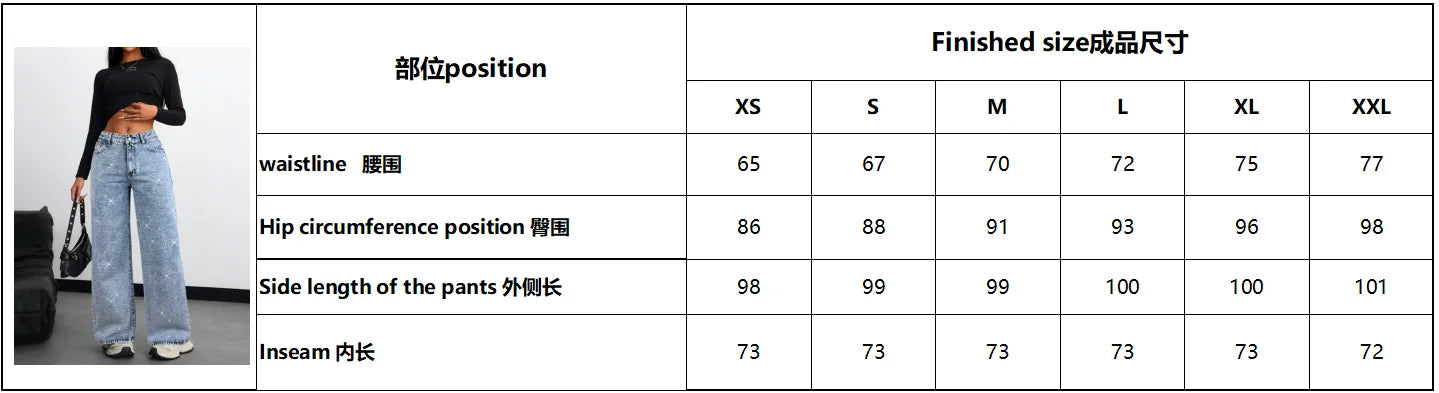 American-style high street retro full-diamond wide-leg jeans for women  new 2025 autumn style versatile and slimming great for a