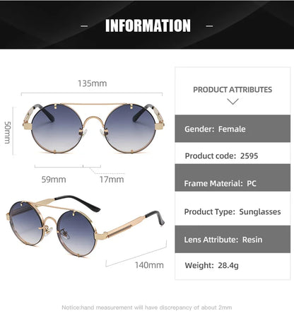 Round Steampunk Sunglasses For Men Fashionable Punk Sunglasses Women Trendy Vintage Fashion Glasses Retro Gafas De Sol Hombre