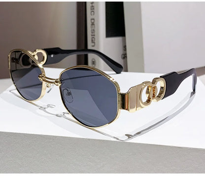 Oval Sunglasses 2025 New Female Metal Internet Celebrity Street Shot Sun Glasses Women Men Retro Photo Sunshade Ladies UV400