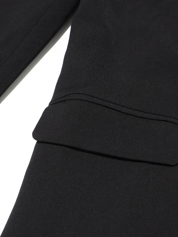 Patchwork Diamonds Backless Blazer For Women Notched Collar Long Sleeve Spliced Button Chic Blazers Female Style