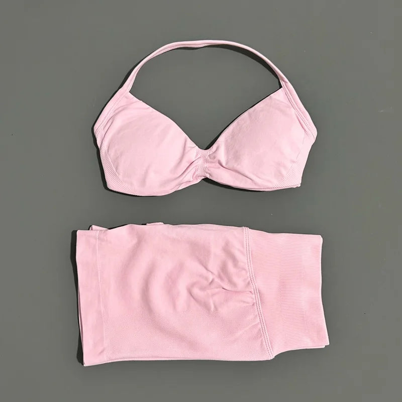 2 Piece Yoga Sets Women  Low Waist Seamless Push Up Bra Scrunch Butt Lift No Digging Comfortable Gym Running Tracksuits