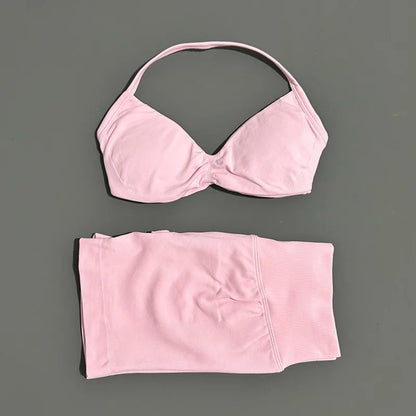 2 Piece Yoga Sets Women  Low Waist Seamless Push Up Bra Scrunch Butt Lift No Digging Comfortable Gym Running Tracksuits