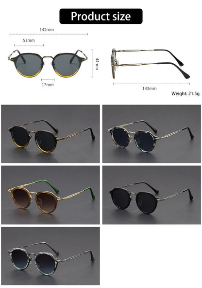 Retro Geometric Round Frame Simple Design UV Protection Men Women Polarized Sunglasses Customizable Prescription 1061