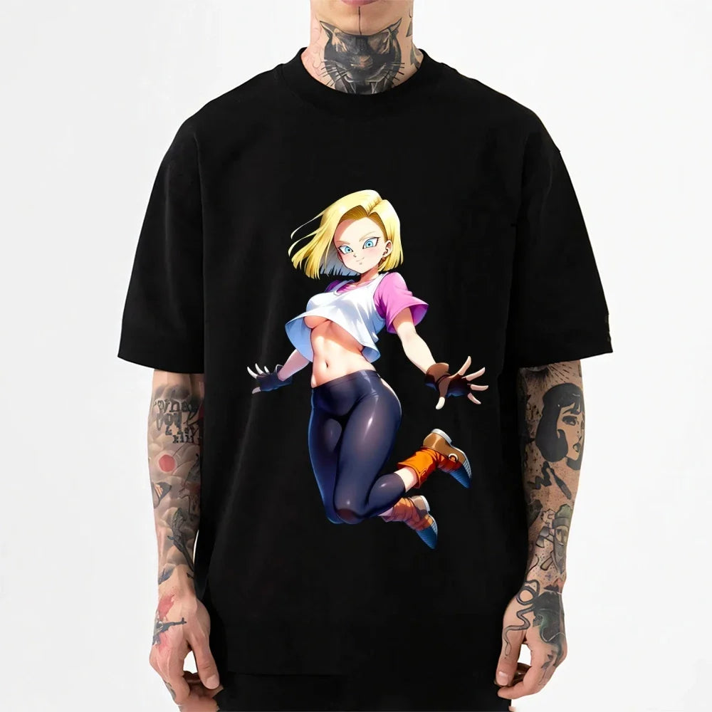 Dragon Ball Android 18 Japanese Style Classic Tee High-quality Streetwear Men's Clothing Women Clothing 2026 Summer New T Shirt