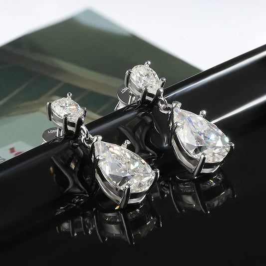 Pear Cut Mossanite Gemstone Drop Earrings 7*11MM for Women Lab Grown Emerald Pink Padparadscha Wedding Party Stud Earring