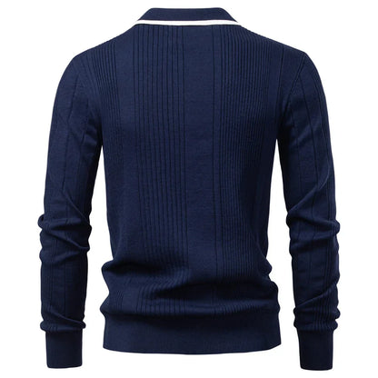 2025 Button Down Polo Shirt Men Solid Color Stripe Long Sleeve Fall Winter Luxury Warm Touch Business Casual Mens Polo Shirts