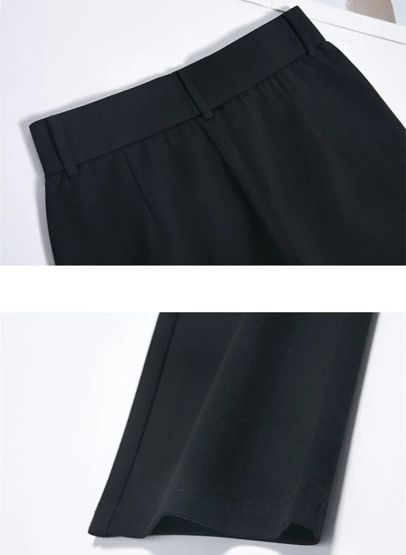Black Women's High Waist Stretch Suit Pants, Fashion Slim Trousers, Purple Green Brown Pantalones, Asian Size M-6XL