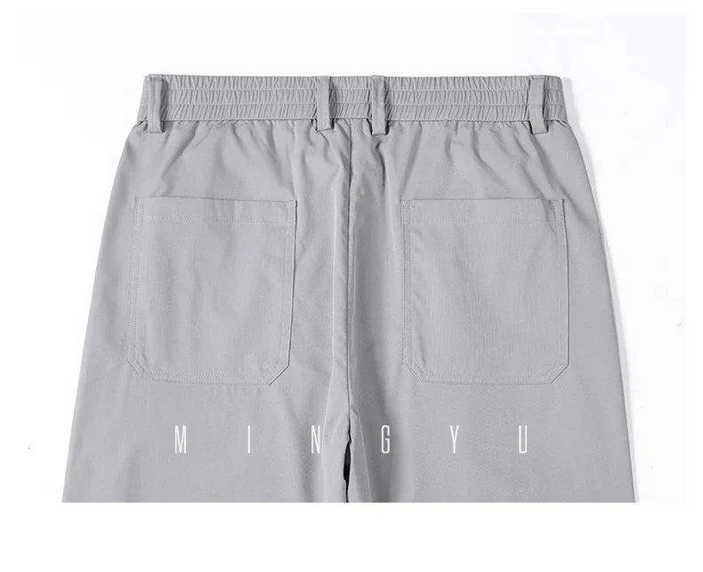 2026 New High Quality Summer Casual Pants Men Solid Color Straight Work Light Gray Outdoor Style Youth Khaki Thin Trousers Male