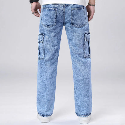 Men's Loose Straight Leg Jeans American Fashion Brand Casual Workwear Comfortable Fit Classic Style
