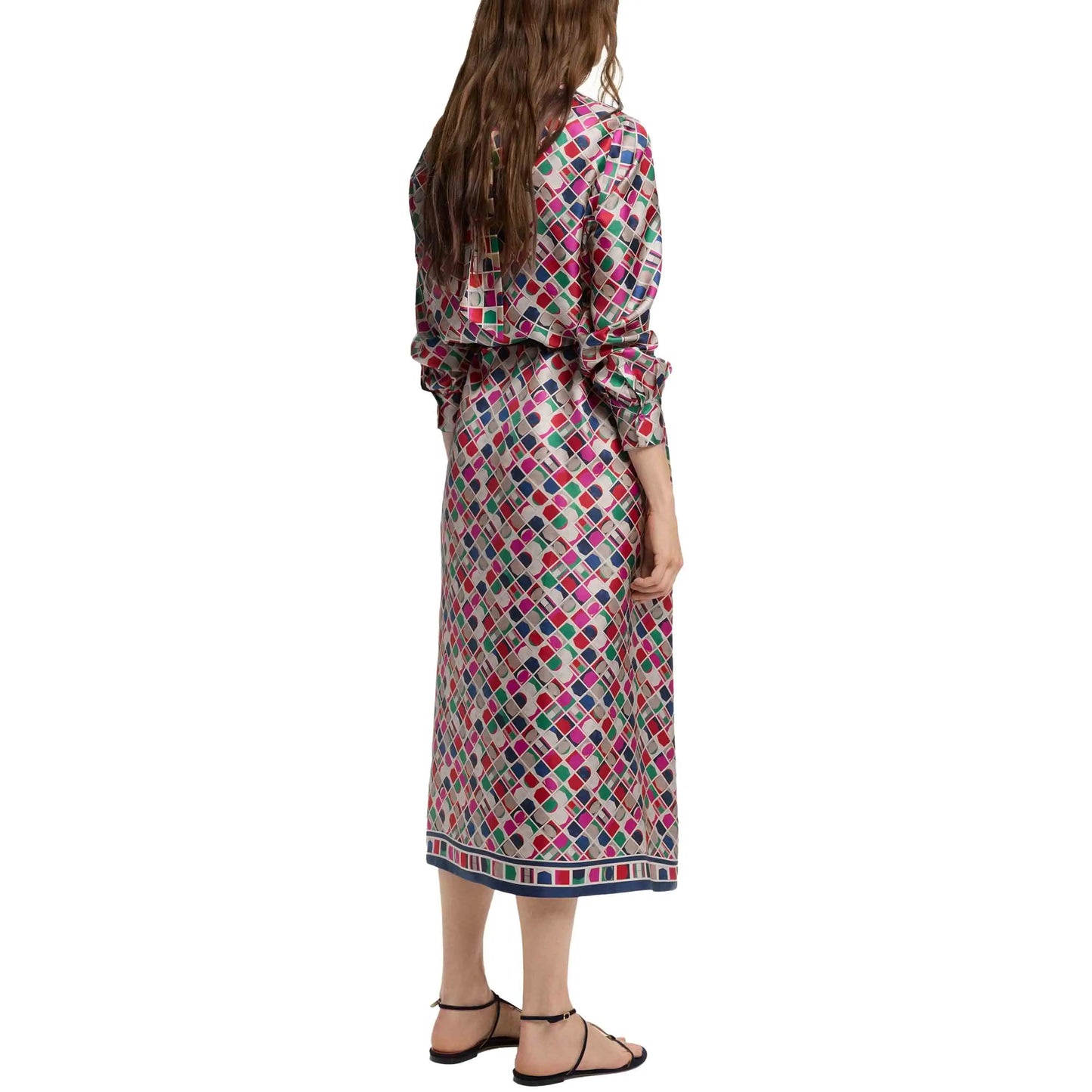 Women Vintage Printed Long Dresses 2025 New Fashion Women Long Sleeve Belt Midi Dress Ladies Elegant Party Dresses