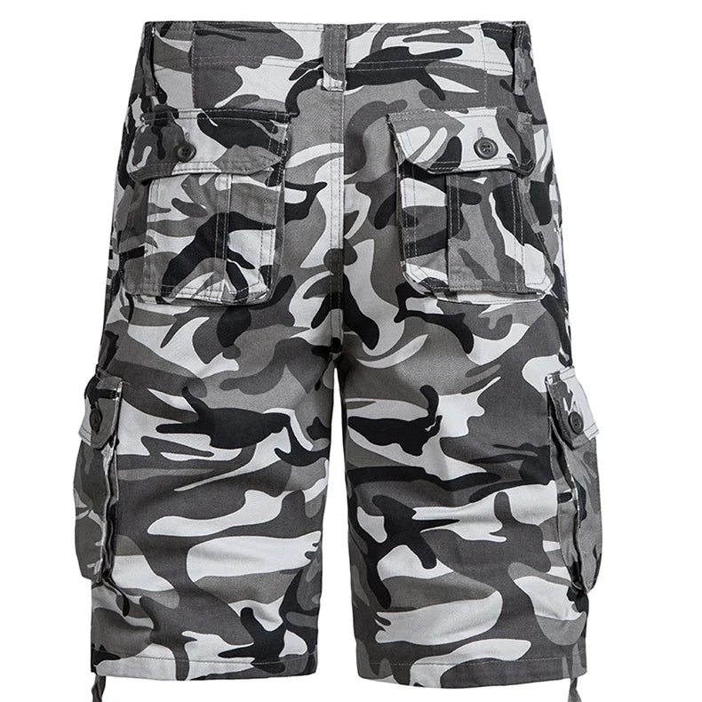 Men's Camo Shorts Summer Casual Half Pants Camouflage Outdoor Sports Short Pants Side Pocket Cotton Breathable Shorts