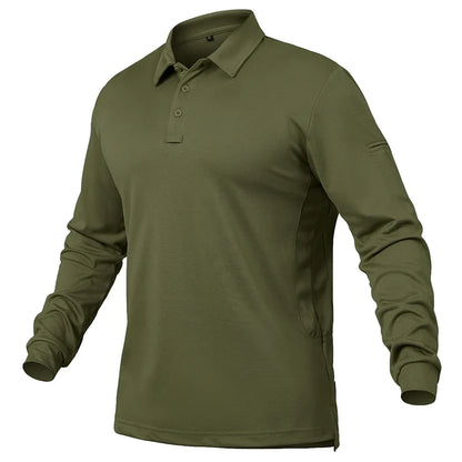 Men's Performance Long Sleeve Shirt Lightweight  Breathable Outdoor Hiking Fishing Polo Shirts UPF50+ Pique Jersey Golf Shirt