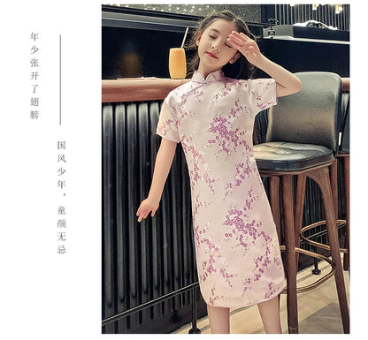 Fashion Children's Cheongsam Modern Girls Dresses Summer Baby Party Qipao Princess Clothing Chinese Style Girl Dress Vestidos