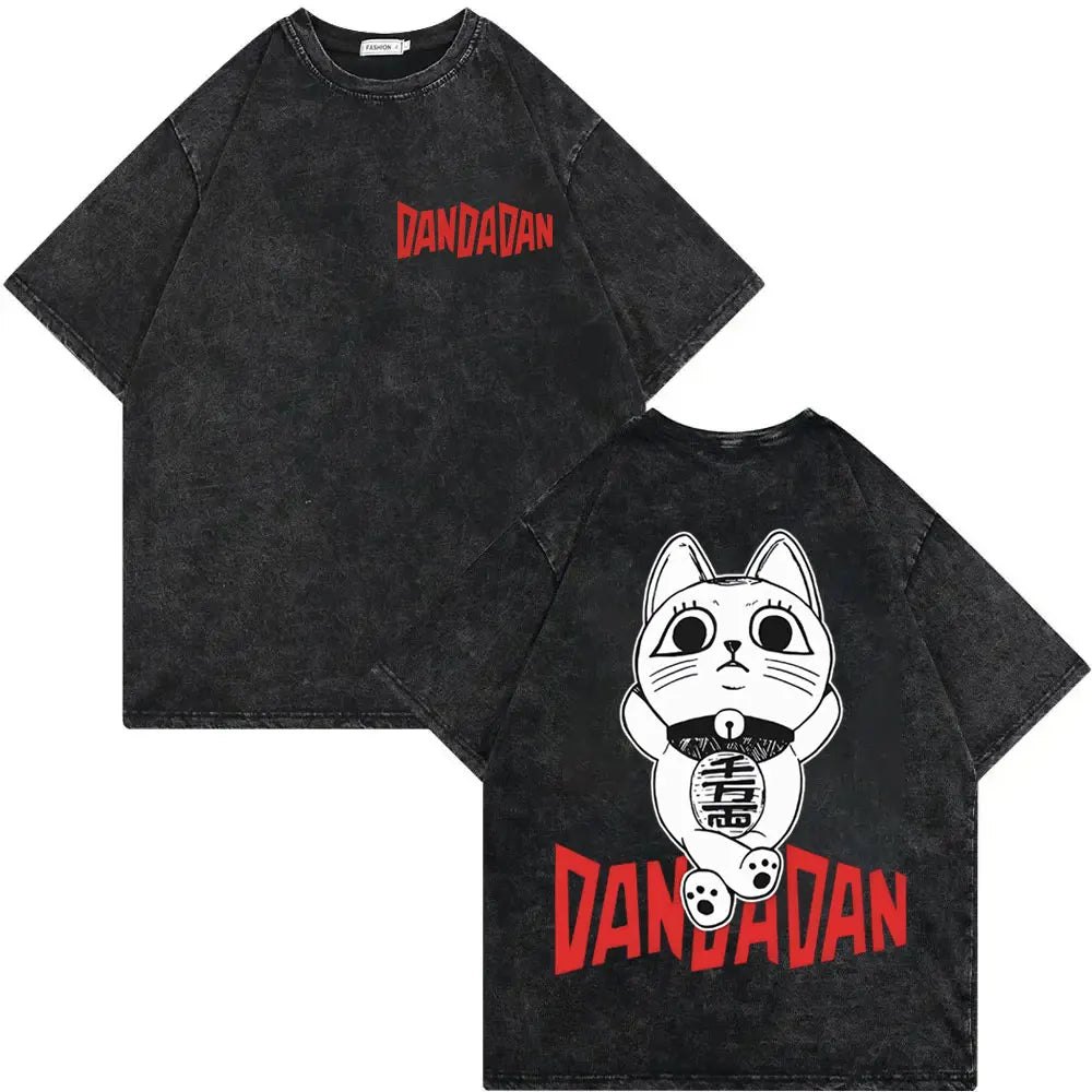 Dandadan Japanese Anime Vintage Washed T-shirt Men Women High Quality Fashion T-shirts Summer Casual Cotton Short Sleeve T Shirt