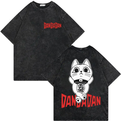 Dandadan Japanese Anime Vintage Washed T-shirt Men Women High Quality Fashion T-shirts Summer Casual Cotton Short Sleeve T Shirt