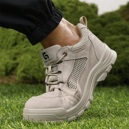 Fashion 2025 Plastic Toe Summer Breathable Labor Shoes Composite Toe Cap Indestructible Work Safety Boots Sneakers Male Footwear