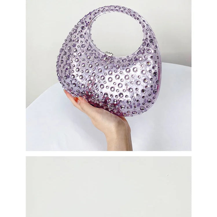 Fashion Women Diamond Handbags and Purses Transparent Acrylic Luxury Party Prom Evening Bag Casual Bling Bling Clear Clutch