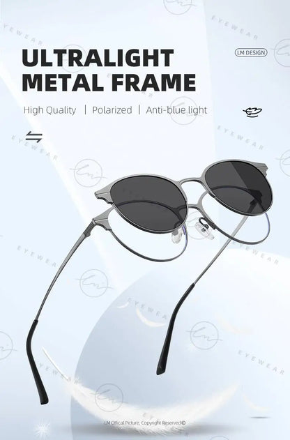 Magnetic Sunglasses Men Women Polarized Clip On Sun Glasses Frame Vintage Multifunctional lens Day Night Vision Eyewear UV400