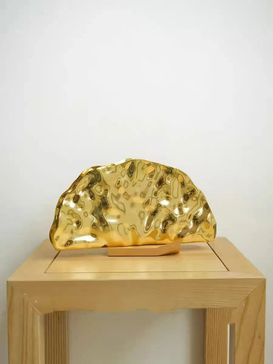 Creative Half Moon Shape Gold Purse For Women Silver Acrylic Bag Exquisite Brand Hand-held Evening Bag Shoulder Messenger Bag