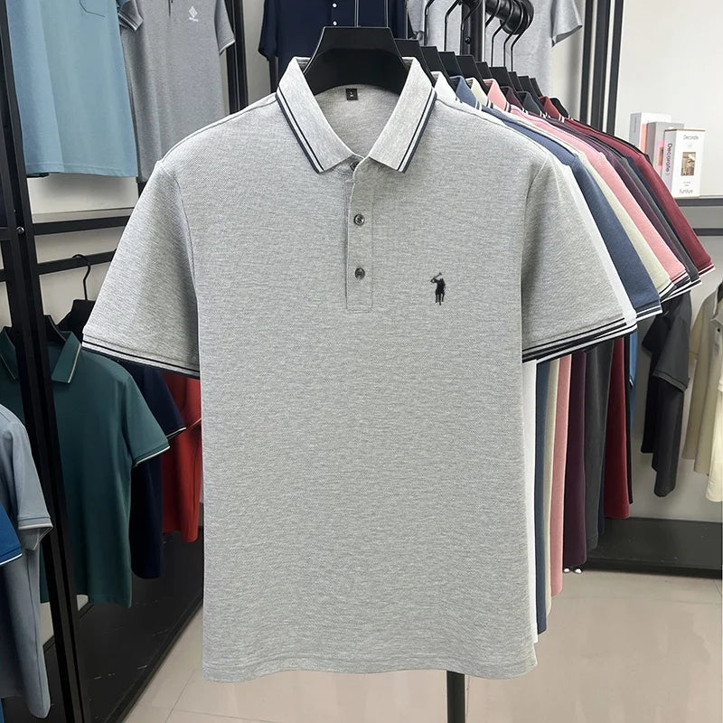 Fashion brand 100% cotton summer new item men's original pony embroidered polo shirt comfortable and breathable short sleeve top