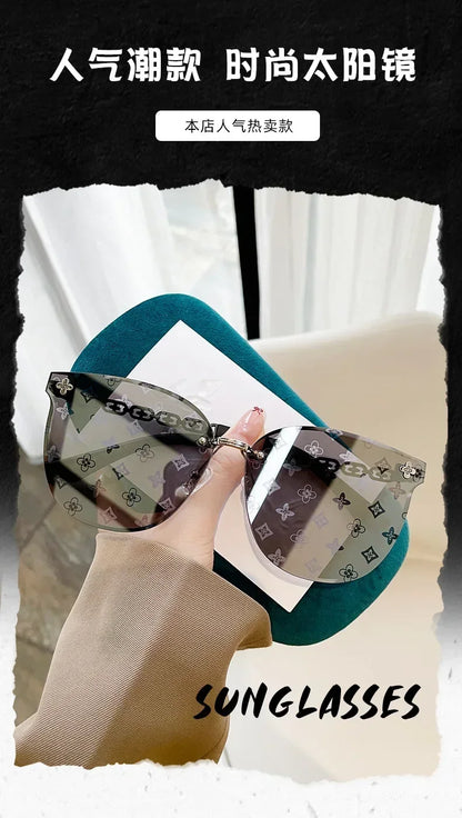 2025 New Fashion Luxury Brand Design Cat Eye Rimless Sunglasses Women Travel Sun Glasses Ladies Eyewear Shade UV400 Gafas De Sol