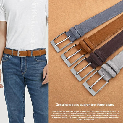 Sude Belt Cow Genuine Leather For Man And Lady With Oxford Fabric Strap Genuine Leather Luxury Pin Buckle Blue Belts