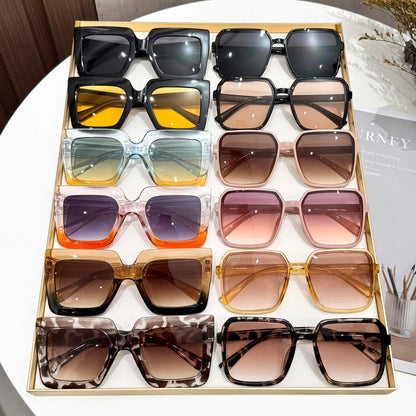 12Pcs Fashionable Oversized Square Frame Glasses Set, Classic Trendy Color Combinations, Stylish Outfits, Daily Life