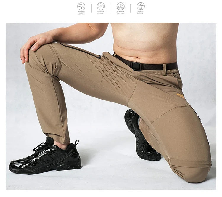 Men's Camping Hiking Pants Trekking Stretch Summer Quick Dry UV-Proof Outdoor Travel Trousers Detachable into Shorts