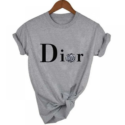 Men's and Women's Letter Printed Short Sleeved Shirt Basic  Round Neck T-shirt Fashionable Casual Short Sleeved Summer Brand New